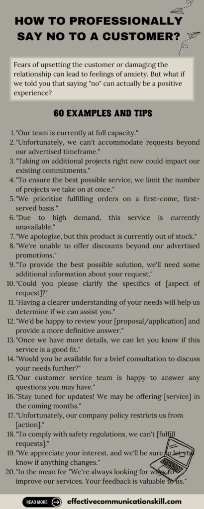 How to Professionally Say No to a Customer? 60 Examples and Tips to convey your message politely 2 How to Professionally Say No to a Customer