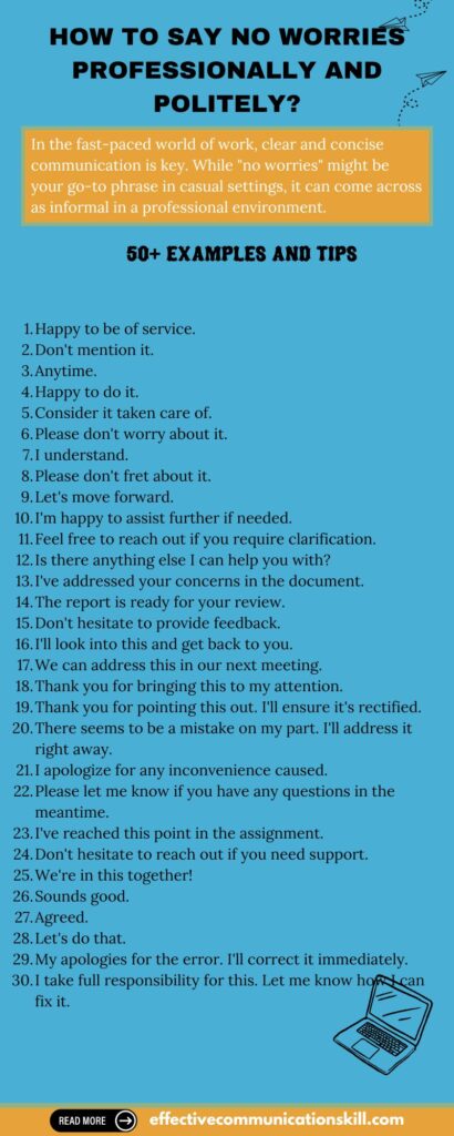 How to say no worries professionally