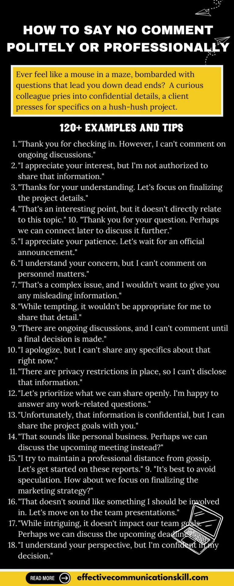 How to Say No Comment Politely or Professionally (120+ examples and ...