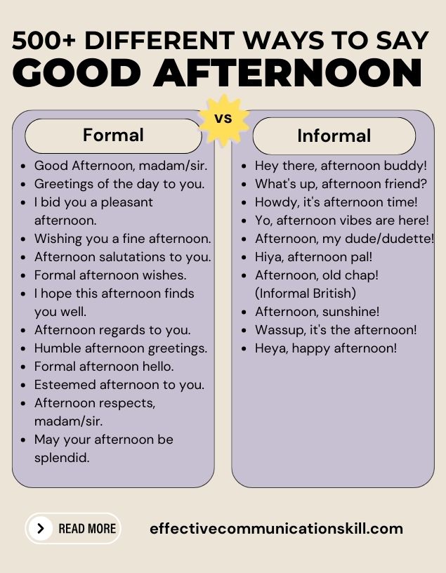 Different Ways to say Good Afternoon