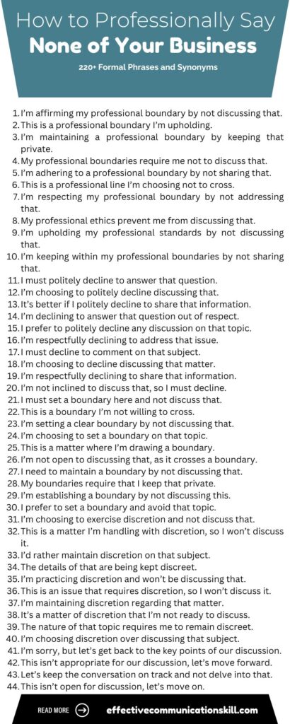 How to Professionally Say None of Your Business