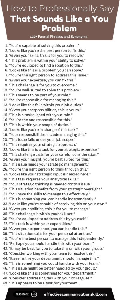 How to Professionally Say That Sounds Like a You Problem (120+ Formal Phrases and Synonyms) 2 How to Professionally Say That Sounds Like a You Problem