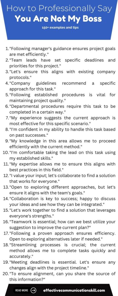 How to Professionally Say You Are Not My Boss (150+ examples and tips) 2 How to Professionally Say You Are Not My Boss