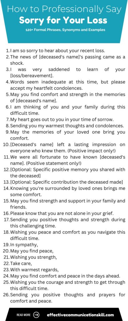 How to Say Sorry for Your Loss Professionally: 120+ Formal Phrases, Synonyms and Examples 2 How to Say Sorry for Your Loss Professionally