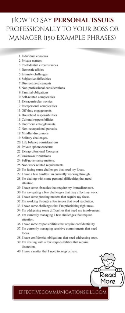 How to Say Personal Issues Professionally to your Boss or Manager