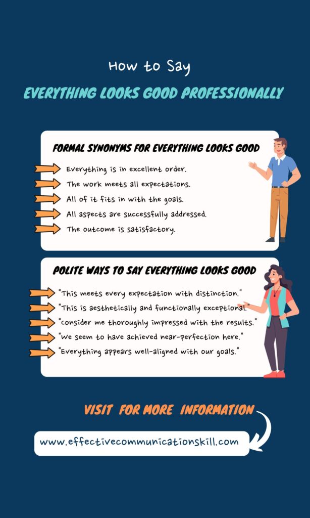 How to Say Everything Looks Good Professionally (200 Formal Synonyms, Phrases and Sentences) 1 how to say everything looks good professionally