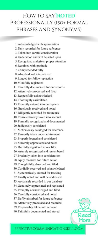 how to say noted professionally