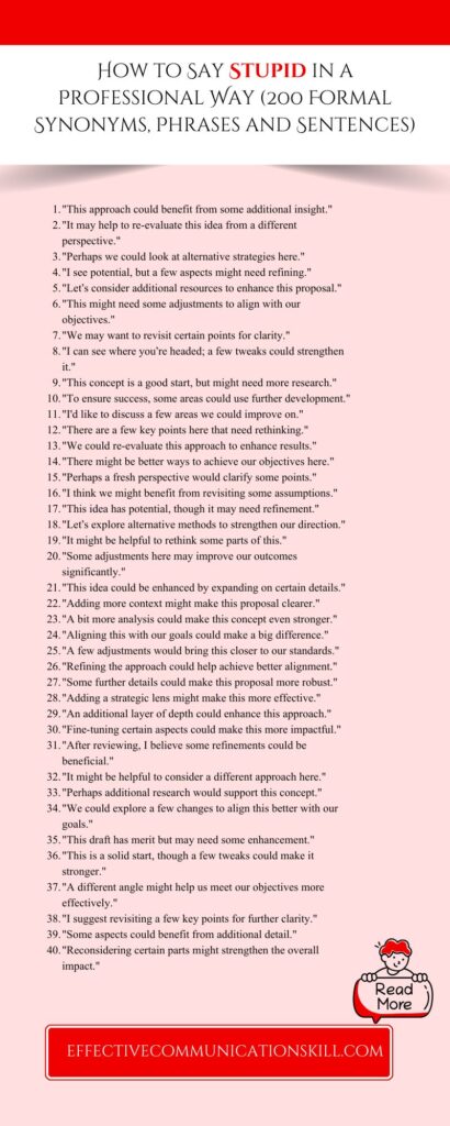 How to Say Stupid in a Professional Way (200 Formal Synonyms, Phrases and Sentences) 2 how to say stupid in a professional way
