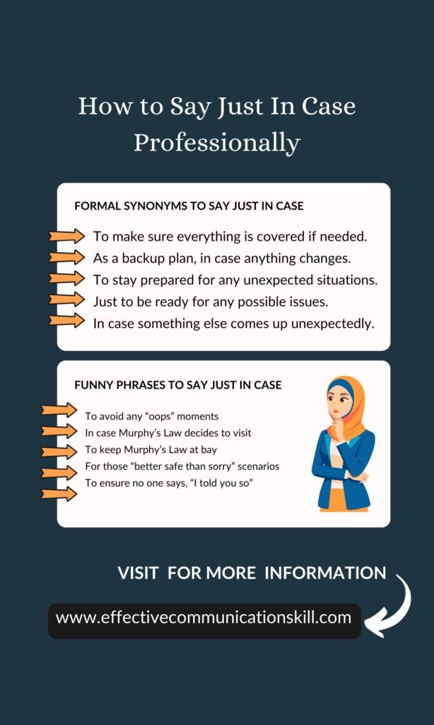 How to Say Just In Case Professionally (150 Formal Synonyms, Phrases and Sentences) 1 Just In Case