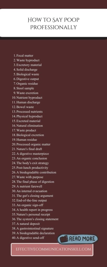 How to Say Poop Professionally (170 Formal Synonyms, Phrases and Sentences) 2 Poop