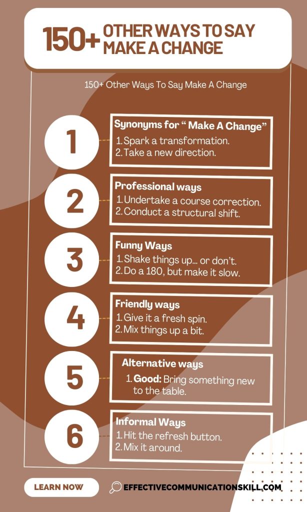 150+ Other Ways To Say Make A Change 1 Other Ways To Say Make A Change